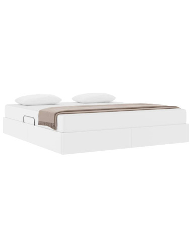 Letto con contenitore e materasso 2 pcs Bianco Pelle