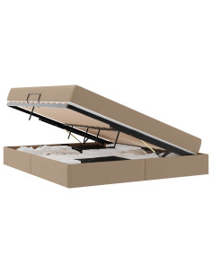 Letto con contenitore e materasso 2 pcs Cappuccino Pelle 2