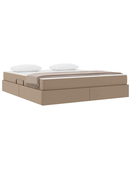Letto con contenitore e materasso 2 pcs Cappuccino Pelle