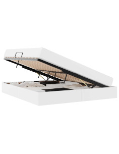 Letto con contenitore e materasso 2 pcs Bianco Pelle 2