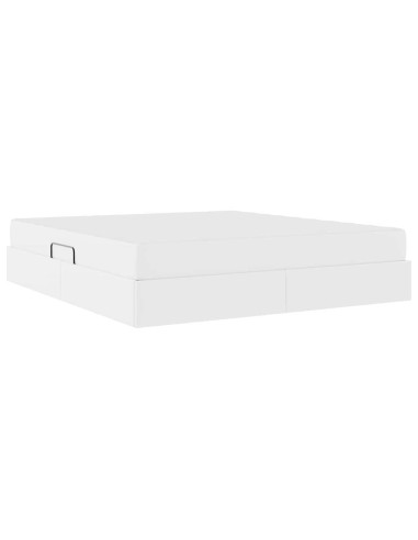 Letto con contenitore e materasso 2 pcs Bianco Pelle