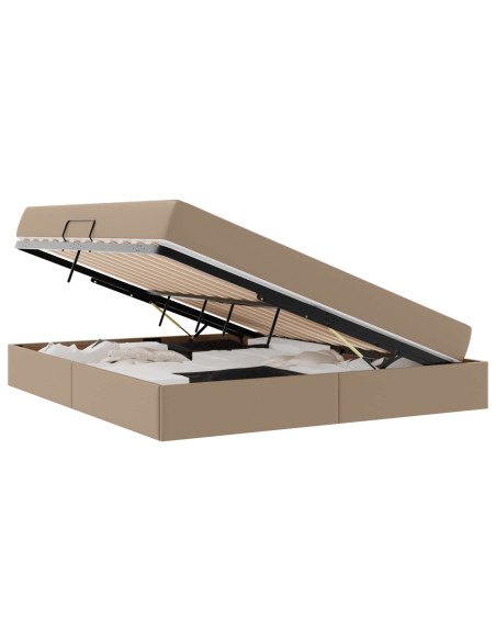Letto con contenitore e materasso 2 pcs Cappuccino Pelle