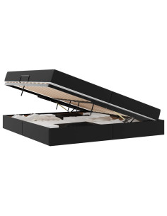 Letto con contenitore e materasso 2 pcs Nero Pelle 2