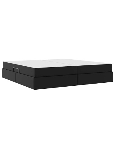 Letto con contenitore e materasso 2 pcs Nero Pelle