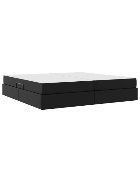 Letto con contenitore e materasso 2 pcs Nero Pelle