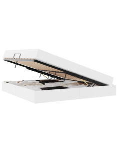 Letto con contenitore e materasso 2 pcs Bianco Pelle 2