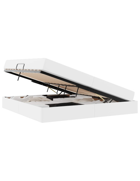 Letto con contenitore e materasso 2 pcs Bianco Pelle