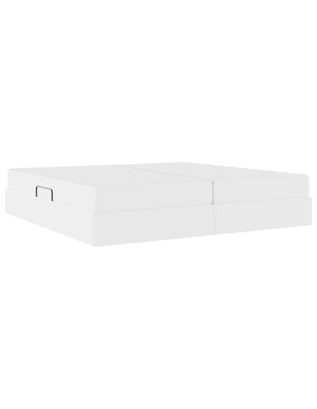 Letto con contenitore e materasso 2 pcs Bianco Pelle