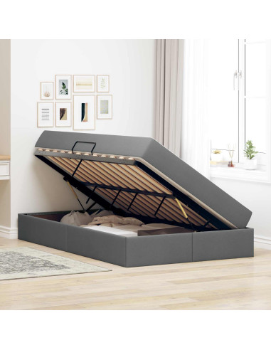 Letto con contenitore e materasso Grigio scuro 120 x 190 cm