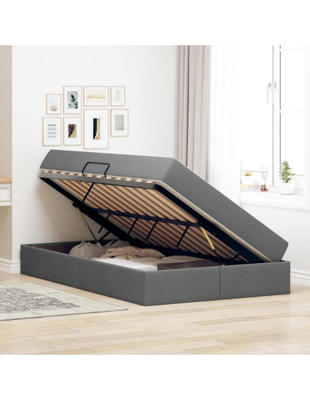 Letto con contenitore e materasso Grigio scuro 120 x 190 cm