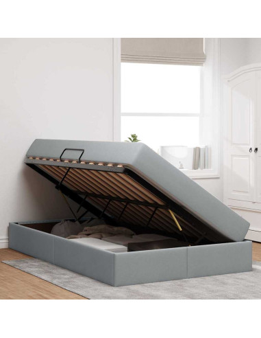 Letto con contenitore e materasso Grigio chiaro 120 x 200 cm