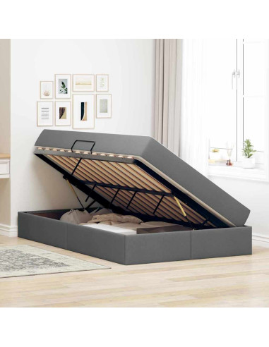 Letto con contenitore e materasso Grigio scuro 120 x 200 cm