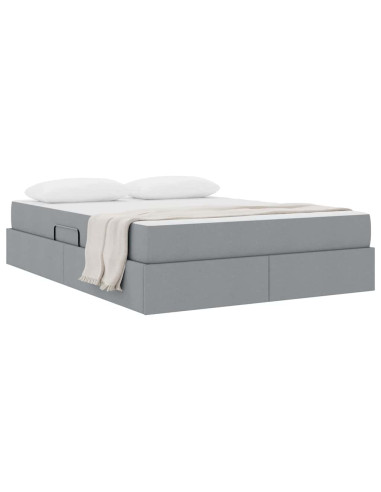 Letto con contenitore e materasso Grigio chiaro 140 x 190 cm
