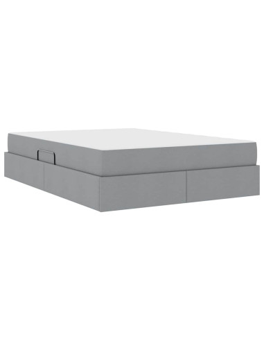 Letto con contenitore e materasso Grigio chiaro 140 x 190 cm