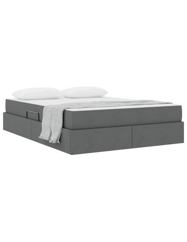 Letto con contenitore e materasso Grigio scuro 140 x 190 cm