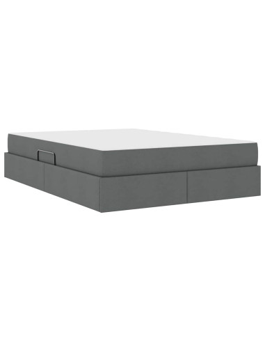 Letto con contenitore e materasso Grigio scuro 140 x 190 cm