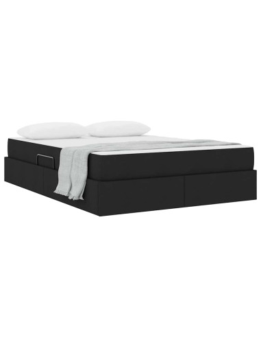 Letto con contenitore e materasso Nero 140 x 190 cm Poliestere