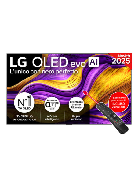 LG OLED evo AI OLED77G54LW TV Serie G5 77'' 4K, α11 Gen2, Brightness Booster Ultimate, 60W, 4 HDMI 165Hz, Smart TV 2025