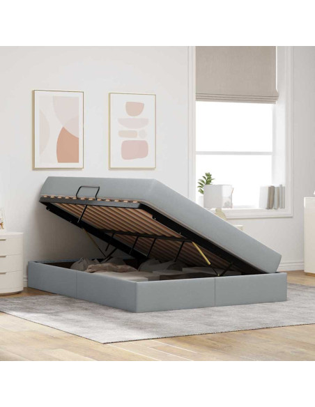 Letto con contenitore e materasso Grigio chiaro 140 x 200 cm