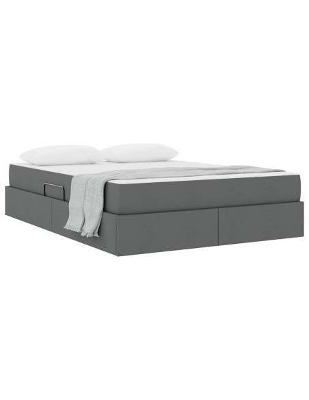 Letto con contenitore e materasso Grigio scuro 140 x 200 cm