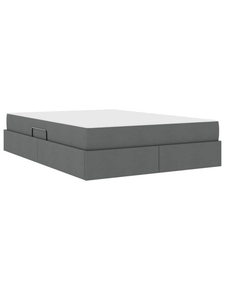 Letto con contenitore e materasso Grigio scuro 140 x 200 cm