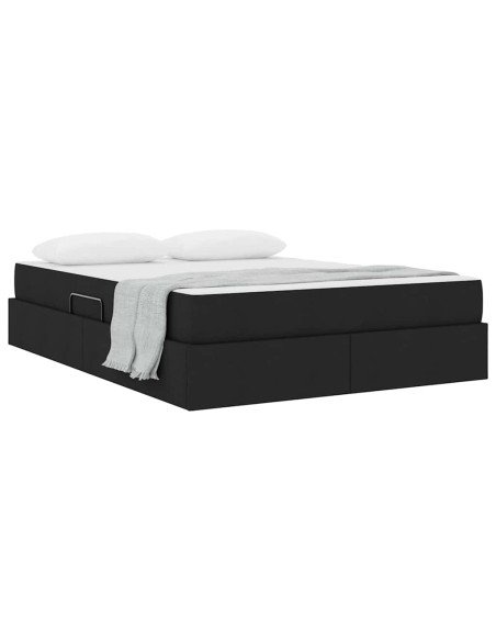 Letto con contenitore e materasso Nero 140 x 200 cm Poliestere