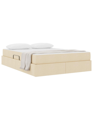 Letto con contenitore e materasso Crema 140 x 200 cm Poliestere