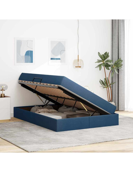 Letto con contenitore e materasso Blu 140 x 200 cm Poliestere