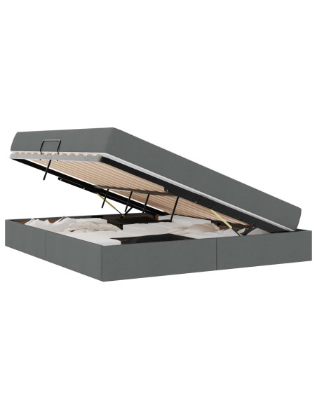 Letto con contenitore e materasso Grigio scuro 160 x 200 cm