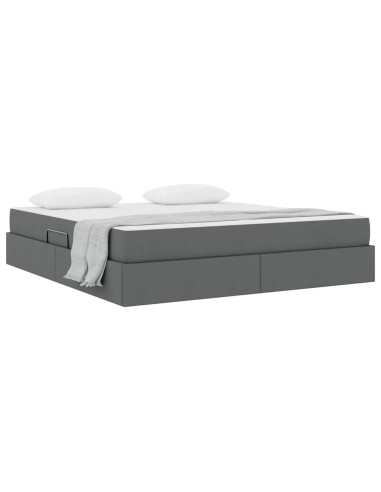 Letto con contenitore e materasso Grigio scuro 160 x 200 cm