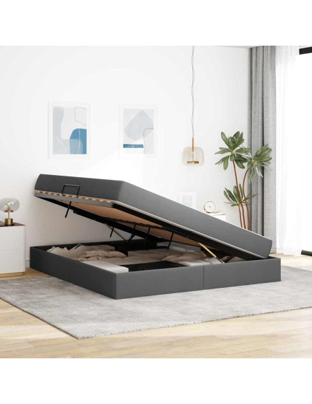 Letto con contenitore e materasso Grigio scuro 160 x 200 cm