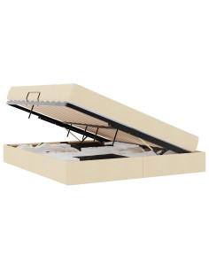 Letto con contenitore e materasso Crema 160 x 200 cm Poliestere 2