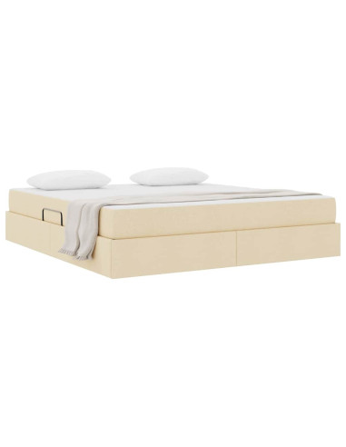Letto con contenitore e materasso Crema 160 x 200 cm Poliestere