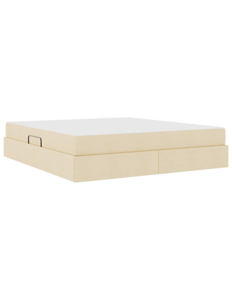 Letto con contenitore e materasso Crema 160 x 200 cm Poliestere