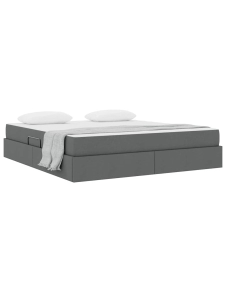 Letto con contenitore e materasso Grigio scuro 180 x 200 cm