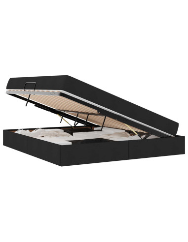 Letto con contenitore e materasso Nero 180 x 200 cm Poliestere
