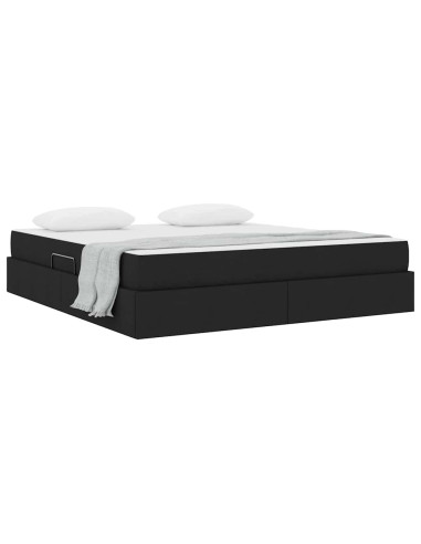 Letto con contenitore e materasso Nero 180 x 200 cm Poliestere