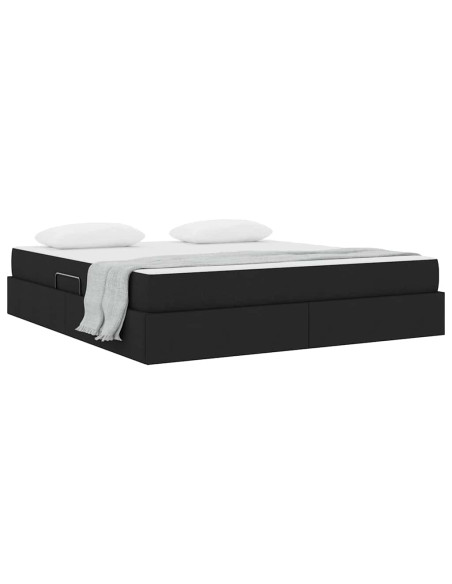 Letto con contenitore e materasso Nero 180 x 200 cm Poliestere
