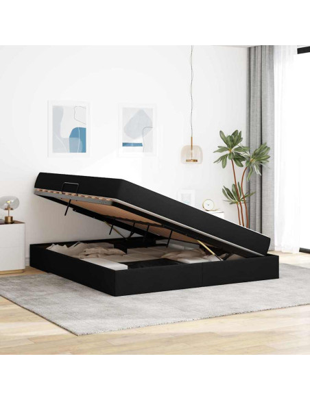 Letto con contenitore e materasso Nero 180 x 200 cm Poliestere