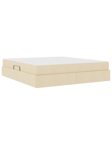 Letto con contenitore e materasso Crema 180 x 200 cm Poliestere