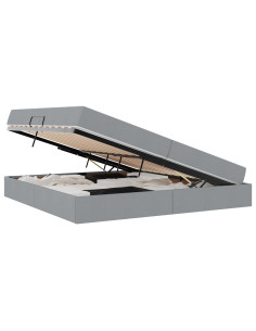 Letto con contenitore e materasso Grigio chiaro 200 x 200 cm 2
