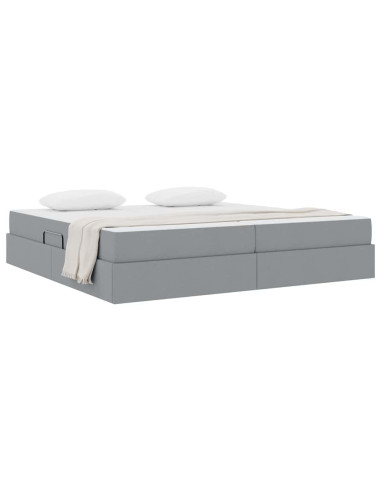 Letto con contenitore e materasso Grigio chiaro 200 x 200 cm