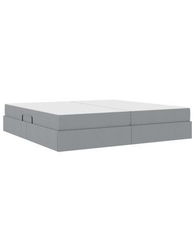 Letto con contenitore e materasso Grigio chiaro 200 x 200 cm