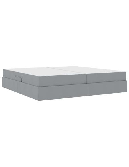 Letto con contenitore e materasso Grigio chiaro 200 x 200 cm