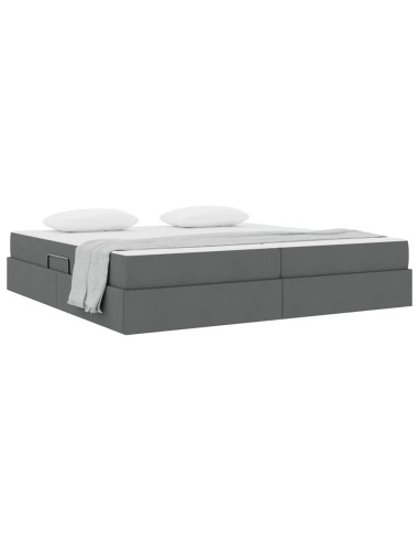 Letto con contenitore e materasso Grigio scuro 200 x 200 cm