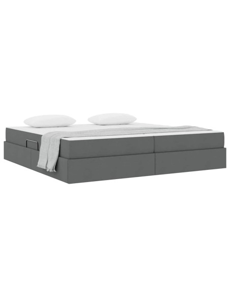 Letto con contenitore e materasso Grigio scuro 200 x 200 cm