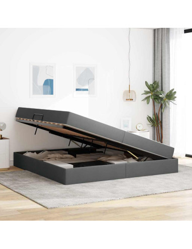 Letto con contenitore e materasso Grigio scuro 200 x 200 cm