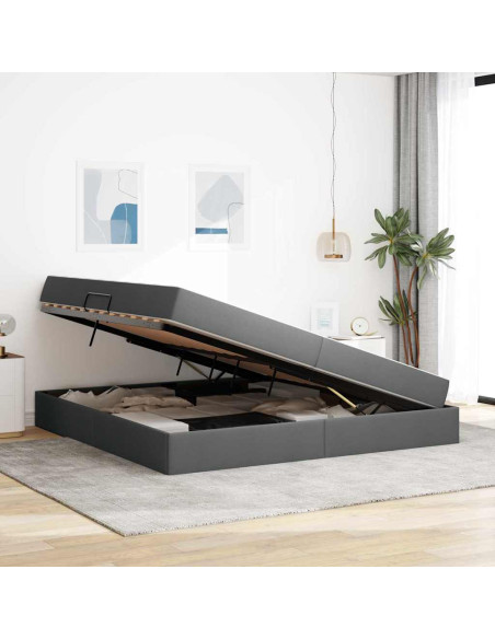 Letto con contenitore e materasso Grigio scuro 200 x 200 cm