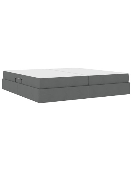 Letto con contenitore e materasso Grigio scuro 200 x 200 cm