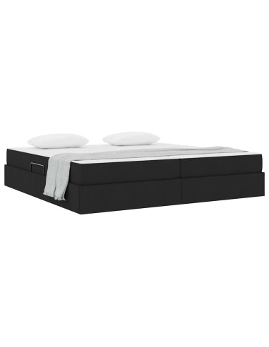 Letto con contenitore e materasso Nero 200 x 200 cm Poliestere